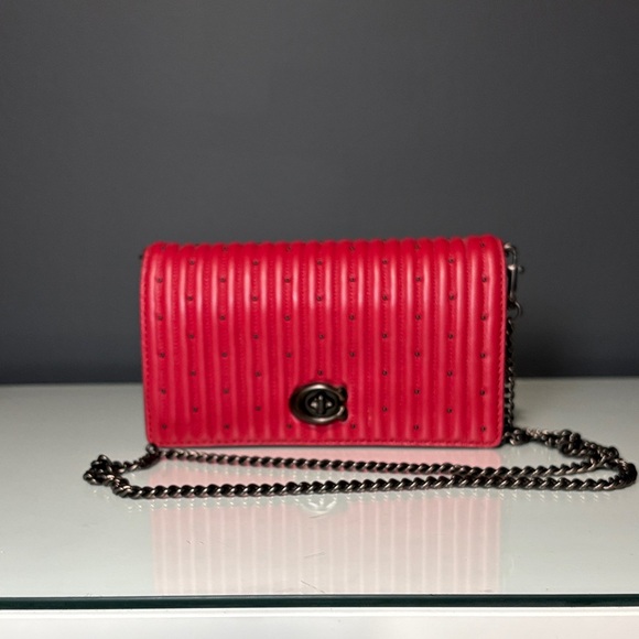 Coach Red Studded Crossbody Bag - Picture 1 of 5